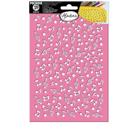 Pochoir 3D en silicone et adhésif repositionnable - Notes de musique - 21 x 14,8 cm