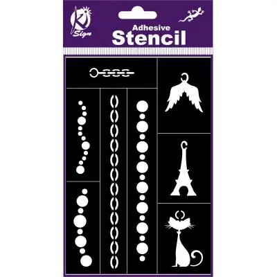 Pochoir adhésif - Bijoux chics - 12x18 cm - Ki-Sign