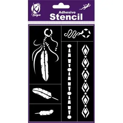 Pochoir adhésif - Bijoux indiens - 12x18 cm - Ki-Sign