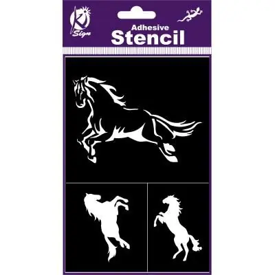 Pochoir adhésif - Chevaux - 12x18 cm - Ki-Sign
