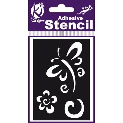 Pochoir adhésif - Libellule fleur - 7x10 cm - Ki-Sign