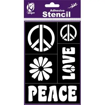 Pochoir adhésif - Peace'n love - 12x18 cm - Ki-Sign