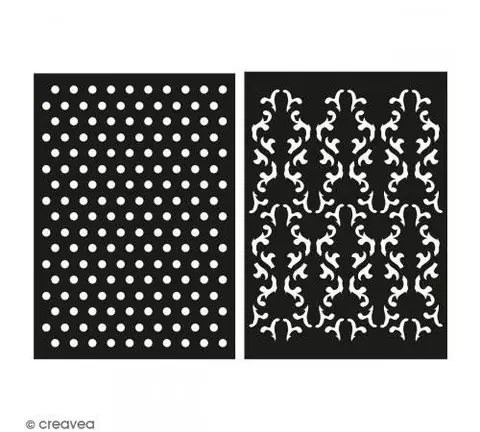 Pochoir adhésif - pois / baroque - A5 - 2 motifs - Rayher