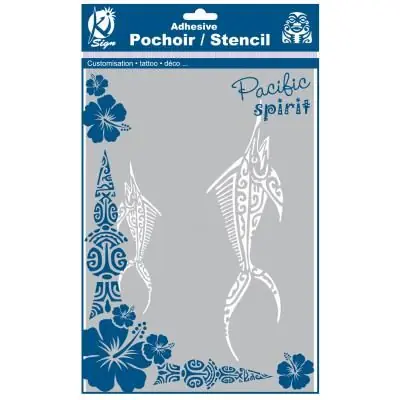 Pochoir adhésif pour tissu - Espadon maori - A4 - Ki-Sign