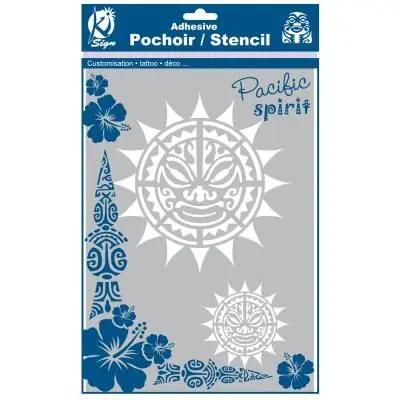 Pochoir adhésif pour tissu - Soleil maori - A4 - Ki-Sign
