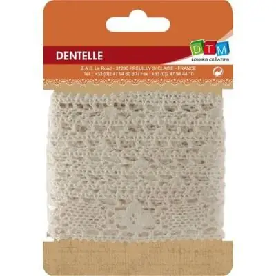 Ruban dentelle fleur - Ecru - 30 mm x 3 m - DTM