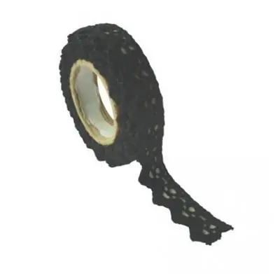 Ruban tissu adhésif - Dentelle coton noir - 2,5 m.