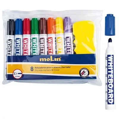 Sac 8 feutres tableau noir et 1 effaceur