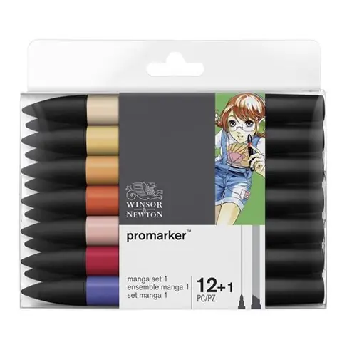 Set de 12 feutres Winsor & Newton Promarker Manga avec 1 blender