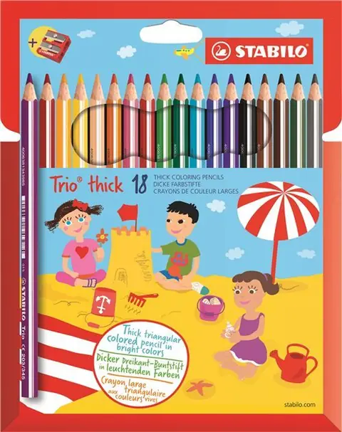 Set de 18 crayons Stabilo Trio avec Taille-crayon