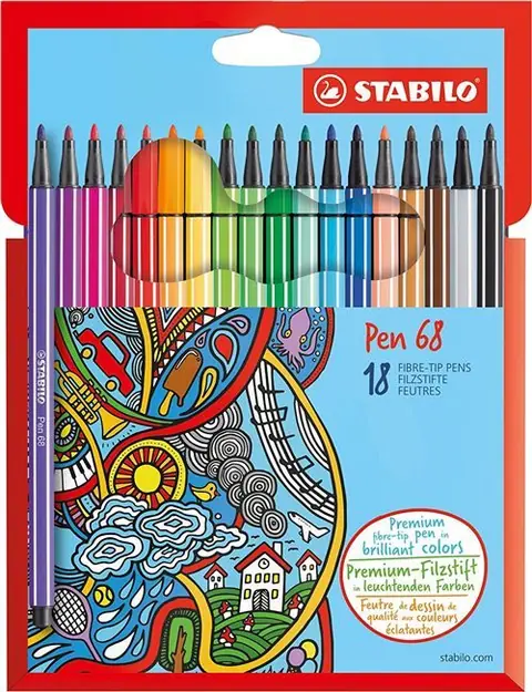 Set de 18 feutres Stabilo 68 Modèle aléatoire