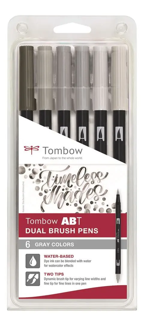 Set de 6 feutres Tombow France & Benelux Abt Dual Gris