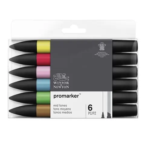 Set de 6 feutres Winsor & Newton Promarker Tons moyens