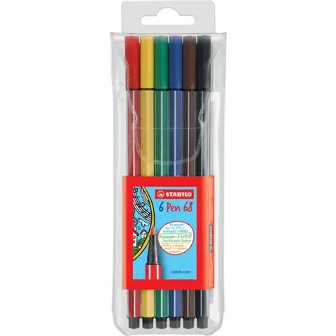 STABILO Feutre Pen 68, étui en plastique de 6
