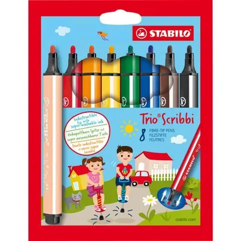 STABILO Feutre Trio Scribbi, étui en carton de 8
