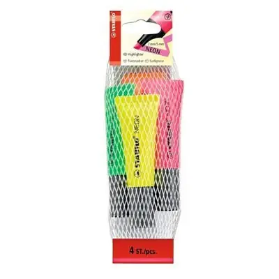 STABILO Neon surligneur, Lot de 4 pièces
