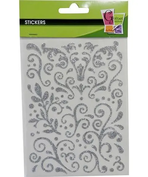 Sticker pailleté adhésif - Arabesque - Argenté - Graine créative