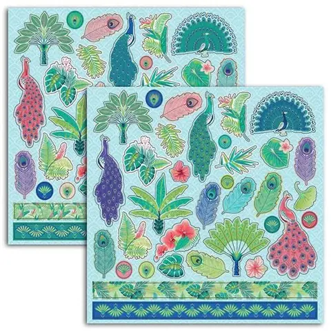 Stickers Toga - Paon - 2 planches de 15 x 15 cm - 68 pcs