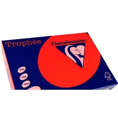 TROPHÉE Lot de 5 Ramettes 250 Feuilles Papier 120g A4 210x297 mm Certifié FSC rouge corail