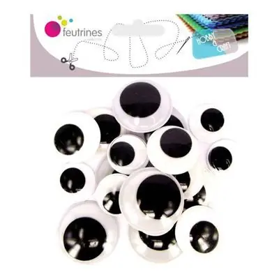 Yeux mobiles maxi adhésifs noirs 18 pièces - sodertex